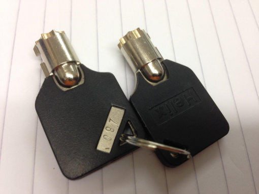 Helix tubular (RPT) black head safe keys variant 4 branded Helix (NB not Wangtong which is var 4b) 