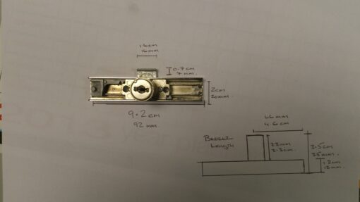 LC24 Huwil 24 series espagnollette lock c/w 2 keys 